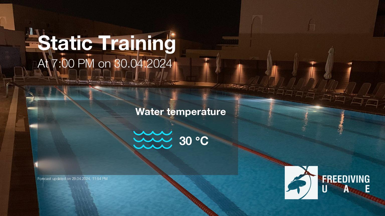 Expected weather during Static Training on Tue, Apr 30, at 7:00 PM
