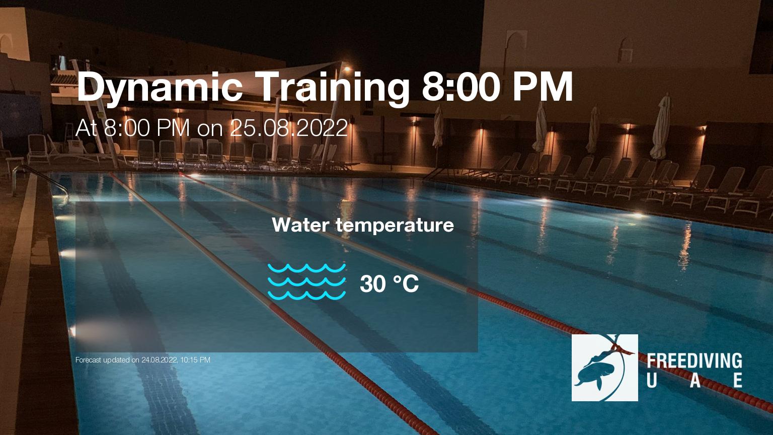 Expected weather during Dynamic Training 8:00 PM on Thu, Aug 25, at 8:00 PM
