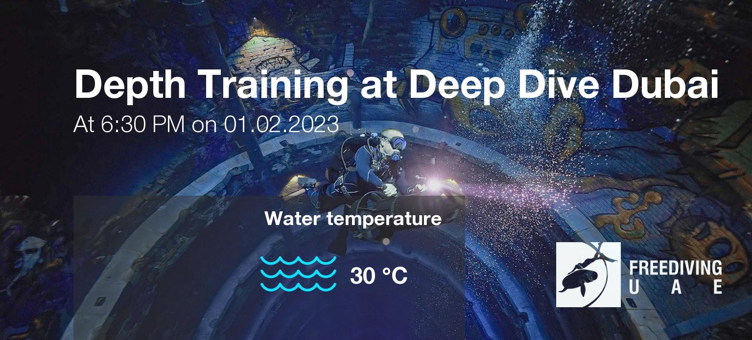 Expected weather during Depth Training at Deep Dive Dubai on Wed, Feb 1, at 6:30 PM
